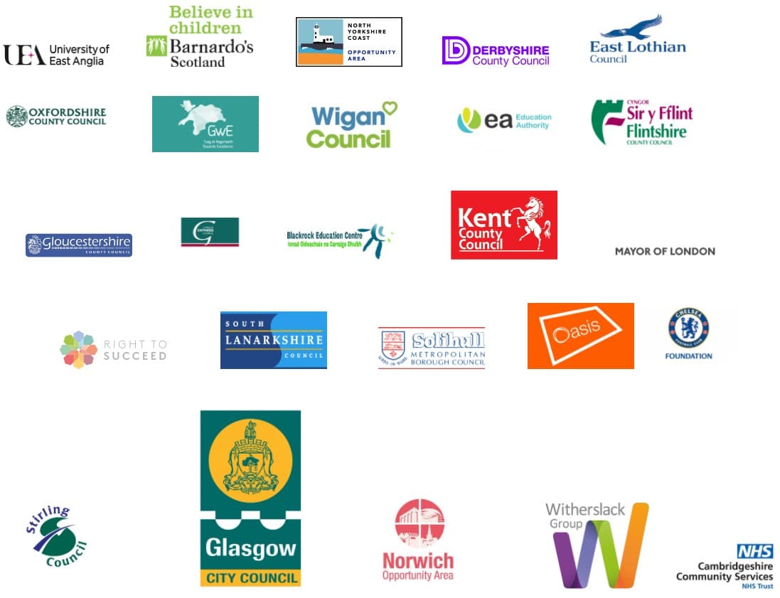 A variety of different logos for organisations that we work with